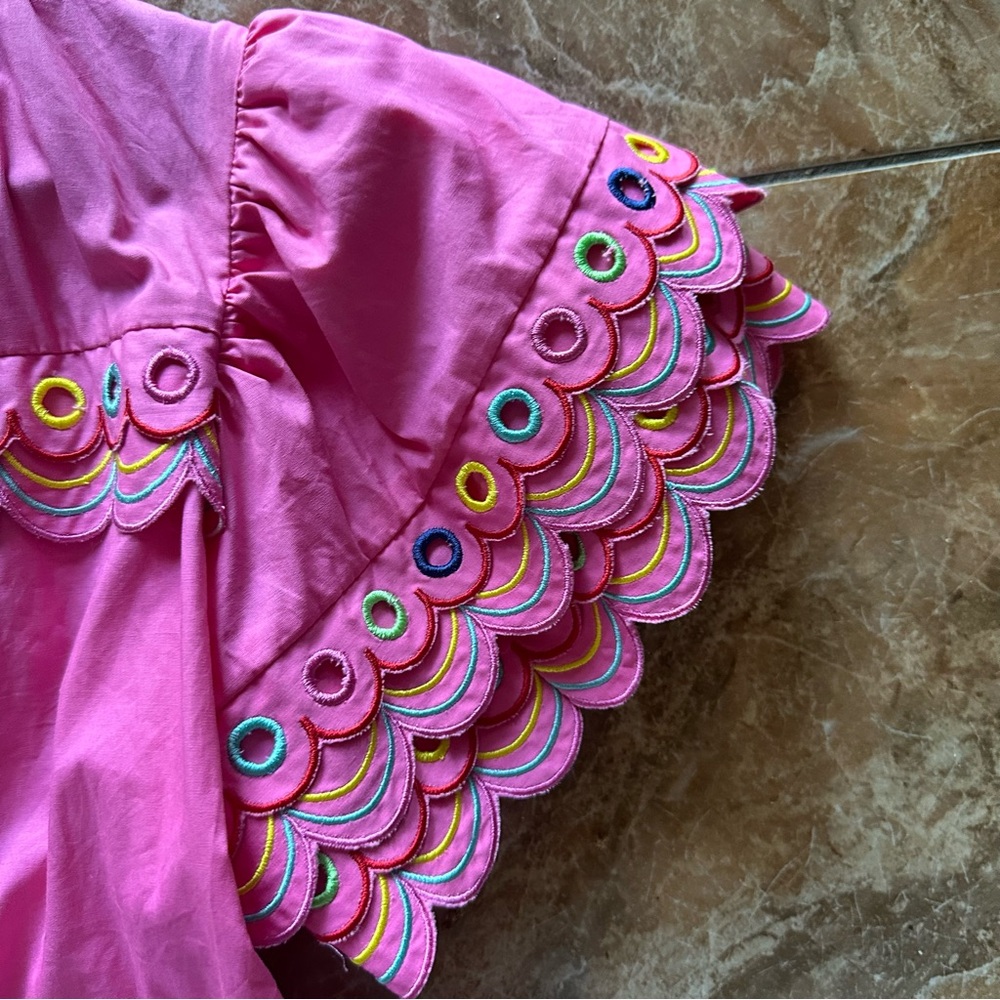 Celia B Pink Embroidered Cotton Dress - Picture 3 of 9